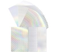 Cinvo 30 Pack Metallic Holographic Card Stock Shiny Iridescent A4 Thick Cardstock Mirror Paper Poster Boards Reflective Sheets for Cardmaking Scrapbook Signs Party Decor DIY Craft (21x28cm, 3 Designs)