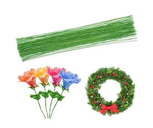 Cinvo Stem Wire - 100 Counts Floral Paper Wrapped 14 Inch 22 Gauge Wire for Flower Arrangements DIY Bouquet Handcrafts (Light Green)