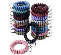 Cinvo Wrist Coil Keychain Waterproof Spiral Bracelet Key Ring Wristband Stretchable Spring Flexible Wristlet Elastic Key Holder for Sauna Pool Gym ID Badges Outdoor Sports Hair Ties(20 PCS 10 Colors)