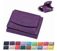 Cinvoma 2024 New Genuine Leather RFID Blocking Card Holder Organizer Pocket Mini Wallet, Premium Leather, Unisex, Purple, Anti-Credit Card Fraud, Folding, Women's Gift