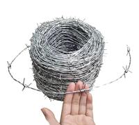 CINVSERW Galvanised Barbed Wire Roll, 1.8mm Thick Barbed Wire Galvanised Steel, Barb Wire Roll Barbwire for Animal Fence, Theft and Intruder Agriculture Barded Wire Fencing Roll (20M)
