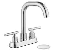 Cinwiny 4 Inch Centerset Bathroom Sink Faucet 2 Handle Bathroom Faucets with Pop Up Drain,Deck Mount Mixer Taps Vanity Lavatory Faucet with 360° Swivel Spout Water Supply Hoses,Polished Chrome