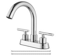 Cinwiny 4 Inch Centerset Bathroom Sink Faucet Double Hole 2 Handle Lavatory Vanity Faucet Swivel Spout 360° Basin Faucet Deck Mount Mixer Tap,Polish Chrome