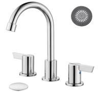 Cinwiny Bathroom Faucets for Sink 3 Holes 8 Inch Widespread Bathroom Faucet Polished Chrome Basin Faucet Deck Mounted 2 Handles Bathroom Sink Faucet with