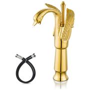 Cinwiny Bathroom Sink Faucet Swan Shaped Single Handle One Hole Tall Lavatory Basin Tap Mixer Deck Mounted Bird Faucet. Polished Gold