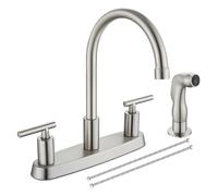 Cinwiny Kitchen Faucets with Side Sprayer, High Arc 360° Rotating Spout, Kitchen Sink Faucet, Brushed Nickel, 2 Handle, 8 Inch, Centerset Kitchen Faucet with Supply Lines