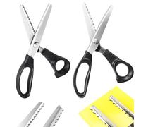 CINY 2 Pcs Shears Scissors (Serrated & Scalloped Edges, Interval Between Teeth: 5 mm), Professional Sewing Cut Scissors Zig Zag Scissor Tailor Cutting for Clothing Fabric, Leather, Cotton (Black 5mm)