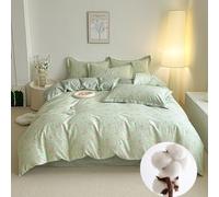 CinYana Sage Green Floral Duvet Cover Set Reversible 100% Cotton Duvet Cover King 3 PCS Chic Garden Bedding Set Mini Floral Comforter Cover Soft Breathable for All Seasons (Sage Green,King)