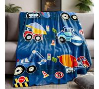 CINYE Excavator Flannel Throw Blanket For Sofa, Couch And Bed Use - Dark Blue All Seasons Flannel Fleece Blanket For Adults, Kids And Teens - Cozy And Soft - Polyester Microfiber 50"X60"
