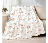 CINYE Rainbow Flannel Throw Blanket For Sofa, Couch And Bed Use - White All Seasons Flannel Fleece Blanket For Adults, Kids And Teens - Cozy And Soft - Polyester Microfiber 50"X60"