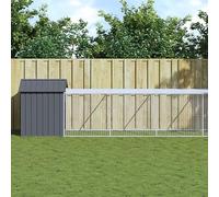 Cinyiqo 3189070 Chicken Cage with Run Anthracite 117x609x123 cm Galvanised Steel Walk In Chicken Run Galvanized Chicken Coop Hen Poultry House Cage Rabbit Hutch Pet Playpen Backyard With Water-Resista