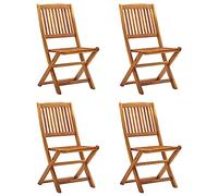 Cinyiqo 46340 Folding Outdoor Chairs 4 pcs Solid Acacia Wood Weatherproof Deck Foldable Dining Chair Set for Outdoor,Garden,Patio