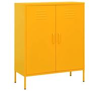 Cinyiqo Storage Cabinet Mustard Yellow 80x35x101.5 cm Steel-Multipurpose Cabinet,Sideboard,for Living Room,Bedroom,Hallway