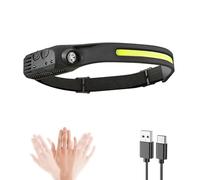 CINZAP Luxelight LED Headtorch, Rechargeable Lux Light Head Torch with Motion Sensor, Super Bright 230° Wide Beam Headlamp for Running, Camping, Hiking, Fishing & Outdoor Use (1, A)