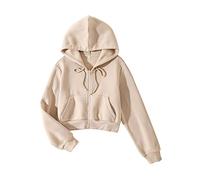 Cioatin Women Fleece Zip Up Crop Hoodies Sweatshirt Y2K Fall Trendy Long Sleeve Athletic Workout Pullover Jacket Sweater, Apricot, Medium