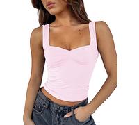 Cioatin Women Y2K Cute Sweetheart Neck Going Out Crop Tops Sleeveless Bustier Skinny Fit Summer Crop Tank Cami Trendy, Pink, M