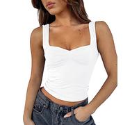 Cioatin Women Y2K Cute Sweetheart Neck Going Out Crop Tops Sleeveless Bustier Skinny Fit Summer Crop Tank Cami Trendy, White, L