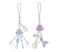 cioatu 1-4PCS Cute Phone Charms Aesthetic Y2K Cell Phone Charms Strap Strawberry Butterfly Star PhoneCharm Y2K Accessories for Bag Keychain Airpods Camera Pendants Decor (Blue & Purple Jellyfish)