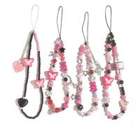 cioatu 4 Pieces Cute Phone Charms Beaded Phone Strap Aesthetic Y2K Cell Phone Keychain Cute Bear Butterfly Heart Cool Phone Charm for Phone Bag Keychain Airpods Camera Pendants Decor, One Size,