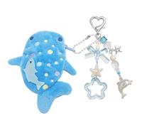 cioatu Adorable Whale Shark Coin Purse Keychain,Soft Plush Zipper Coin Purse,Handmade Purse Bag Charm Gift for Girls Women, Blue, One Size