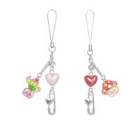 cioatu Y2K Cute Phone Charms Set - Aesthetic Cherry,Flower, Butterfly & Star Cell Phone Straps, Kawaii PhoneAccessories for Bag Keychain, AirPods, Camera Decor (Red & Pink Heart)