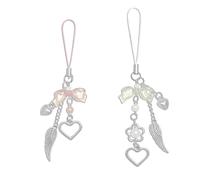 cioatu Y2K Cute Phone Charms Set - Aesthetic Cherry,Flower, Butterfly & Star Cell Phone Straps, Kawaii PhoneAccessories for Bag Keychain, AirPods, Camera Decor (White & Pink Wings)