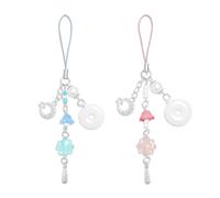cioatu Y2K Cute Phone Charms Set - Aesthetic Cherry,Flower, Butterfly & Star Cell Phone Straps, Kawaii PhoneAccessories for Bag Keychain, AirPods, Camera Decor (Blue & Pink Flower)