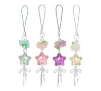 cioatu Y2K Cute Phone Charms Set - Aesthetic Cherry,Flower, Butterfly & Star Cell Phone Straps, Kawaii PhoneAccessories for Bag Keychain, AirPods, Camera Decor (Purple & White & Blue & Pink Star)