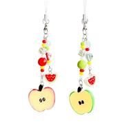 cioatu Y2K Cute Phone Charms Set - Aesthetic Cherry,Flower, Butterfly & Star Cell Phone Straps, Kawaii PhoneAccessories for Bag Keychain, AirPods, Camera Decor (Red & Green Apple)