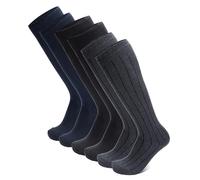 Ciocca Mens Long Wide Rib Socks Warm Twisted Durable Cotton - 6 Pairs - Two Sizes, Dark Assortment - 6 Pairs, 43-46