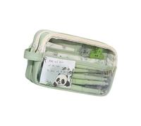 CIOGMZQ Multi Compartment Clear School Pouches with Divided, Green, E | High Capacity Waterproof PU Pencil Pouches, Dedicated Slots, Lightweight, Modern Styles, for Teens Workers