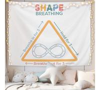 CIOJUNE Boho Mental Health Tapestry, Shape Breathing Tapestries Wall Hanging for Classroom, Mindfulness Tapestry Wall Decor Backdrop for Calming Corner Therapy School Counselor Office, 50x60 Inch