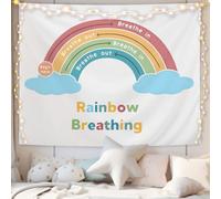 CIOJUNE Boho Rainbow Mental Health Tapestry, Rainbow Breathing Tapestries Wall Hanging for Classroom, Anxiety Relief Tapestry Wall Decor Backdrop for Calming Corner School Counselor Office, 50x60 Inch
