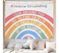 CIOJUNE Boho Rainbow Mental Health Tapestry, Rainbow Grounding Tapestries Wall Hanging for Classroom, Inspirational Tapestry Wall Decor Backdrop for Calming Corner School Counselor Office, 50x60 Inch