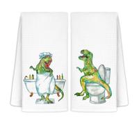 CIOJUNE Funny Dinosaur Hand Towels for Kids Bathroom Set of 2 - Dinosaur Gifts for Boys, Boys Kids Dinosaurs Bathroom Decor, 16x24 in