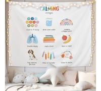 CIOJUNE Mental Health Tapestry, Calming Strategies Tapestries Wall Hanging for Classroom, Boho Inspirational Tapestry Wall Decor Backdrop for Calm Down Corner School Counselor Office, 50x60 Inch