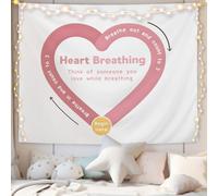 CIOJUNE Mental Health Tapestry, Heart Breathing Tapestries Wall Hanging for Classroom, Mindfulness Breathing Tapestry Wall Decor Backdrop for Calm Down Corner School Counselor Office, 50x60 Inch