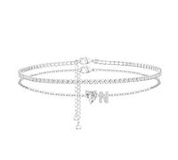 CIOMY Heart Initial Silver Anklets for Women Waterproof Dainty Silver Plated ankle bracelets for women Large Ankle Women's Anklets Tennis ankle bracelets Non Tarnish Summer Beach Foot Jewelry