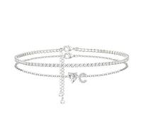 CIOMY Heart Initial Silver Anklets for Women Waterproof Dainty Silver Plated ankle bracelets for women Large Ankle Women's Anklets Tennis ankle bracelets Non Tarnish Summer Beach Foot Jewelry