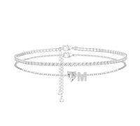 CIOMY Heart Initial Silver Anklets for Women Waterproof Dainty Silver Plated ankle bracelets for women Large Ankle Women's Anklets Tennis ankle bracelets Non Tarnish Summer Beach Foot Jewelry