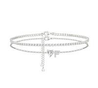 CIOMY Heart Initial Silver Anklets for Women Waterproof Dainty Silver Plated ankle bracelets for women Large Ankle Women's Anklets Tennis ankle bracelets Non Tarnish Summer Beach Foot Jewelry