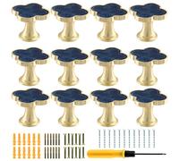 Cionyce 12 Pack Clover Cabinet Knobs Zinc Alloy Single Hole Pulls,Four-Leaf Clover Drawer Handles for Dresser,Wardrobe,Vanity(12pcs,Blue)
