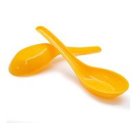Cionyce 2 Pcs Chinese Soup Spoons, Asian Japanese Miso Ramen Wonton Dumpling Pho Rice Noodle Soba Soup Spoons, Melamine Spoons(Yellow)