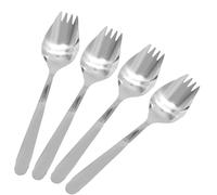 Cionyce 4 Pack Silver Stainless Steel Sporks, 5.9 Inch Salad Forks, Fruit Appetizer Spork, Dinner Forks Set, Dessert Ice Cream Forks, Soup Spoon for Household or Camping