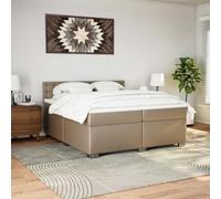 CIOURSTO Box Spring Bed - Pocket Spring Mattress, Sprung Divan, Faux Leather Metal Slatted Bed Frame, With Headboard and Mattress Topper (200 x 200 cm)