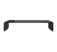 CIOURSTO Clear Glass TV Stand, Monitor Riser, Modern Design, Tempered Glass, Home Multimedia Device Stand for Living Room (60 x 25 x 11 cm)