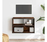 CIOURSTO TV Stand - Wall-mounted Media Unit Solid Wood and Metal Black Console Suitable for Living Room, Dining Room, Bedroom (Smoked oak)