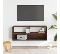 CIOURSTO TV Stand - Wall-mounted Media Unit Solid Wood and Metal Black Console Suitable for Living Room, Dining Room, Bedroom (Brown oak)