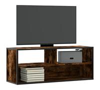 CIOURSTO TV Stand - Wall-mounted Media Unit Solid Wood and Metal Black Console Suitable for Living Room, Dining Room, Bedroom (Smoked oak)