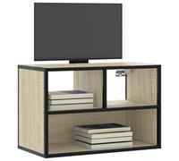 CIOURSTO TV Stand - Wall-mounted Media Unit Solid Wood and Metal Black Console Suitable for Living Room, Dining Room, Bedroom (Sonoma oak)
